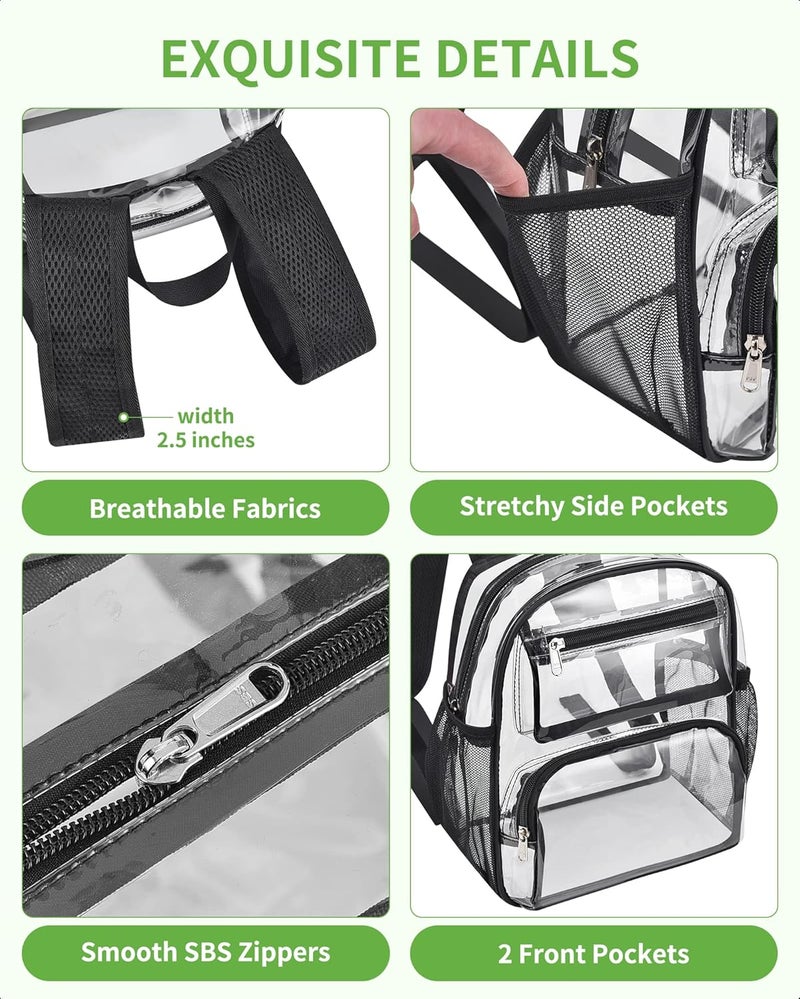 MAYTREE Clear Backpack Stadium Approved for Women and Men, Clear Bag for Stadium Events, Transparent bag for Concert Sporting Festival, Black - Image 4